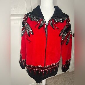 Coastlines Red and Black Teddy Jacket size small